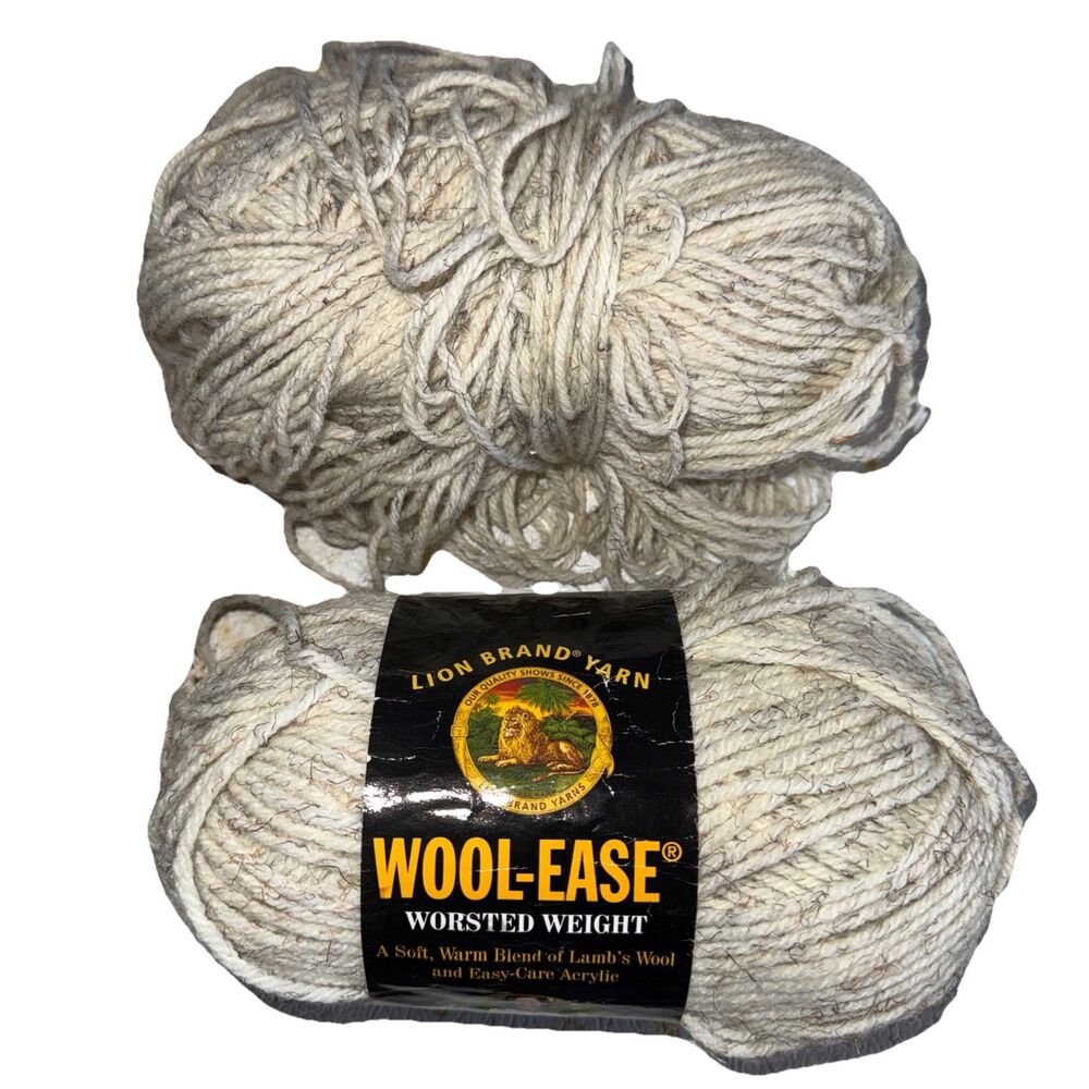 Lion Brand Wool-Ease 402 Wheat 2 Skeins 3oz 197 Yds Worsted Weight